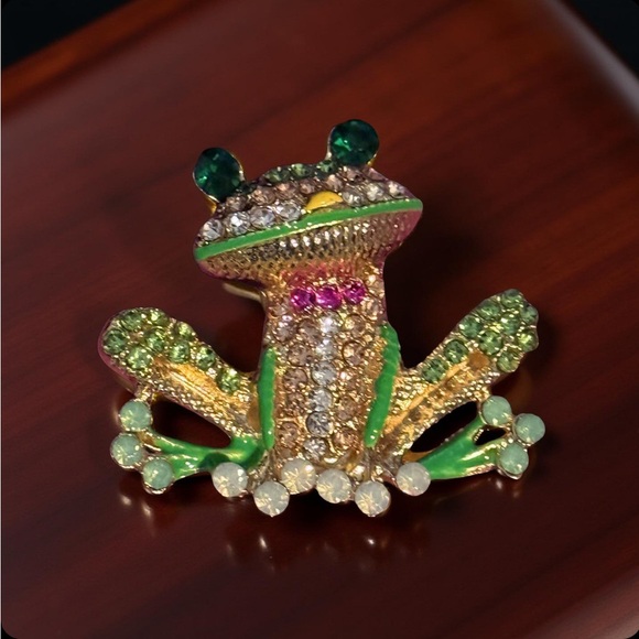 Jewelry - Sparkling Frog Brooch with Rhinestones New
